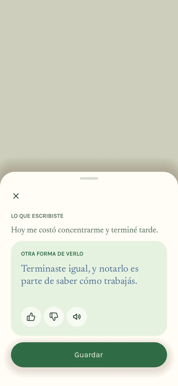 Pantalla con lo que escribiste y otra forma de verlo
